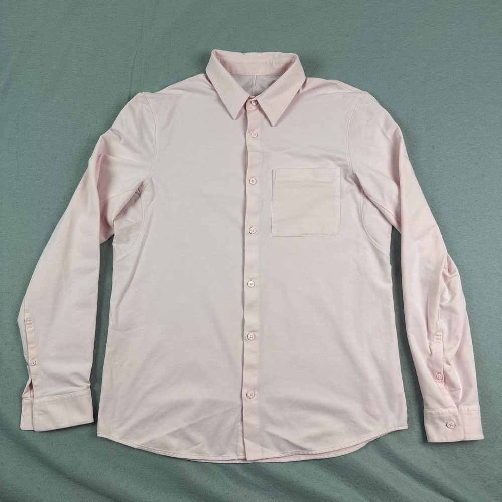 Lululemon mens Commission shirt M pocket Button Stretch strawberry milkshake
